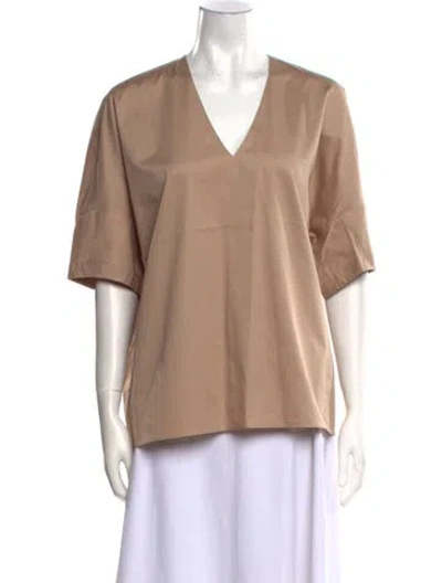 Pre-owned Tibi Plunge Neckline Short Sleeve Blouse W/ Tags In Neutral