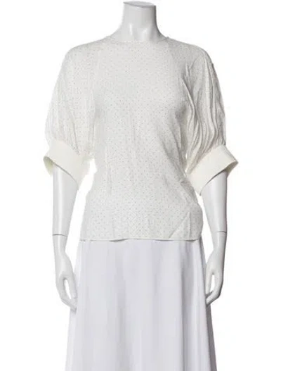 Pre-owned Tibi Polka Dot Print Crew Neck Blouse W/ Tags In White