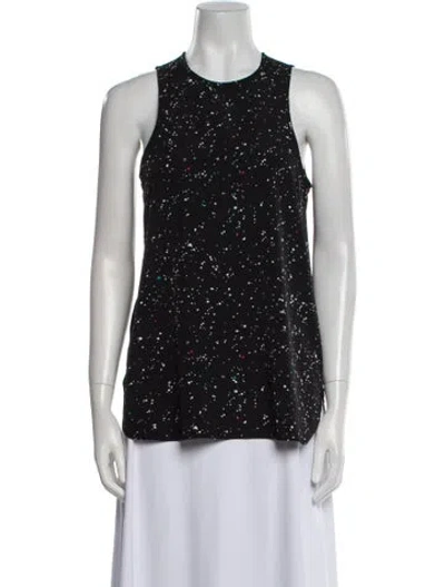 Pre-owned Tibi Polka Dot Print Crew Neck Top In Black
