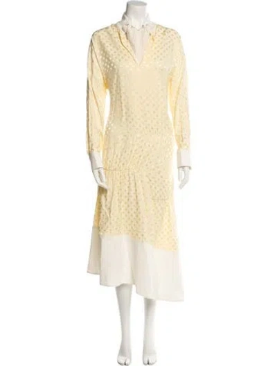 Pre-owned Tibi Polka Dot Print Long Dress In Yellow