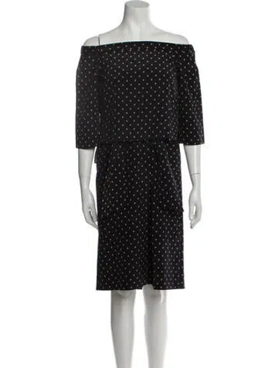 Pre-owned Tibi Polka Dot Print Midi Length Dress In Black