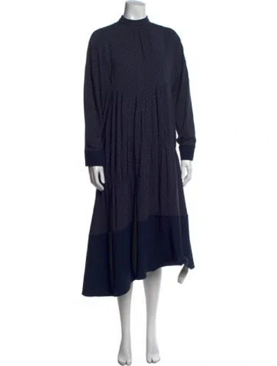Pre-owned Tibi Polka Dot Print Midi Length Dress In Blue