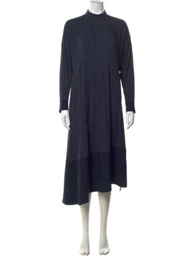 Pre-owned Tibi Polka Dot Print Midi Length Dress In Blue