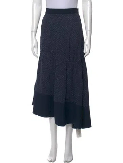 Pre-owned Tibi Polka Dot Print Midi Length Skirt In Blue