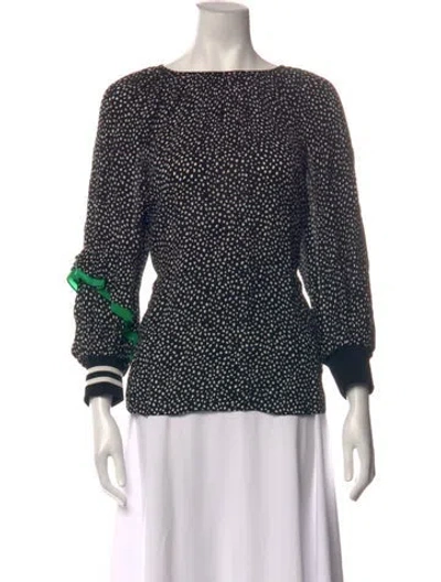 Pre-owned Tibi Polka Dot Print Scoop Neck Blouse In Black