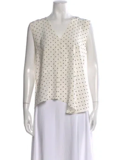 Pre-owned Tibi Polka Dot Print V-neck Top In White
