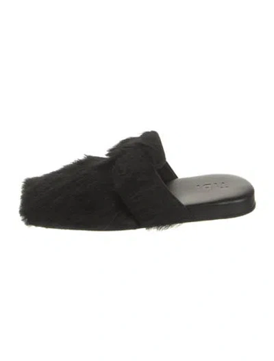 Pre-owned Tibi Ponyhair Mules In Black