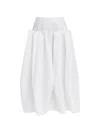 Tibi Compact Eco Poplin Pinched Pleat Full Skirt In White In White