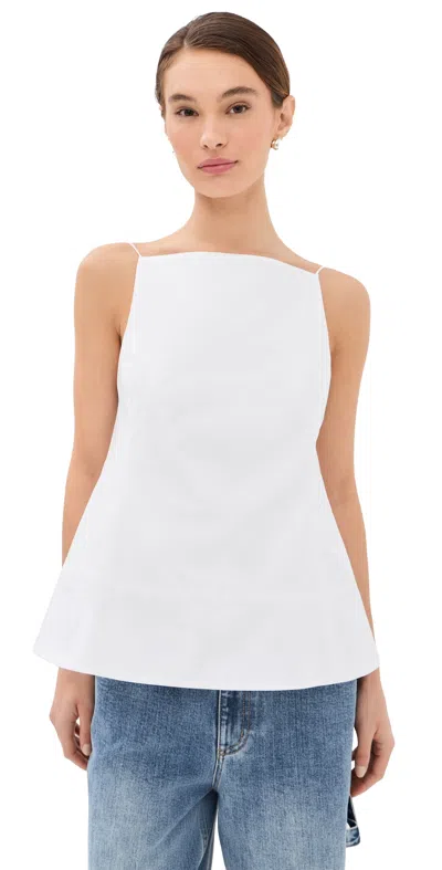 Tibi Poplin Strappy Open Back Top White