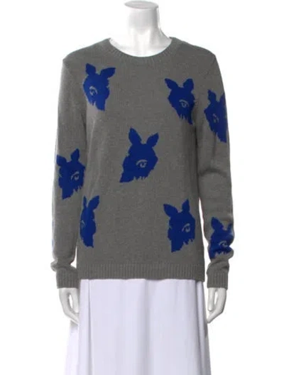 Pre-owned Tibi Printed Crew Neck Sweater In Gray