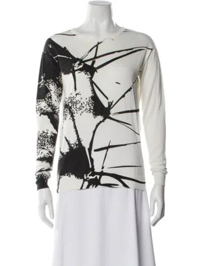 Pre-owned Tibi Printed Crew Neck Sweater In White
