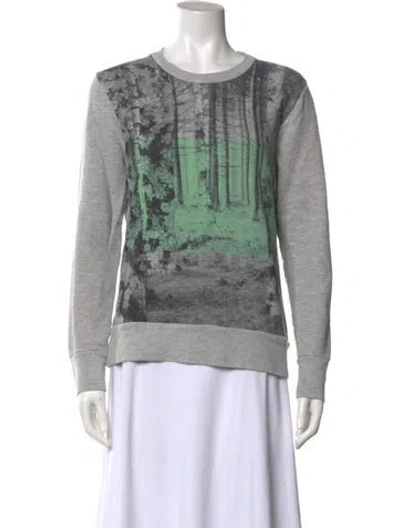 Pre-owned Tibi Printed Crew Neck Sweatshirt In Gray