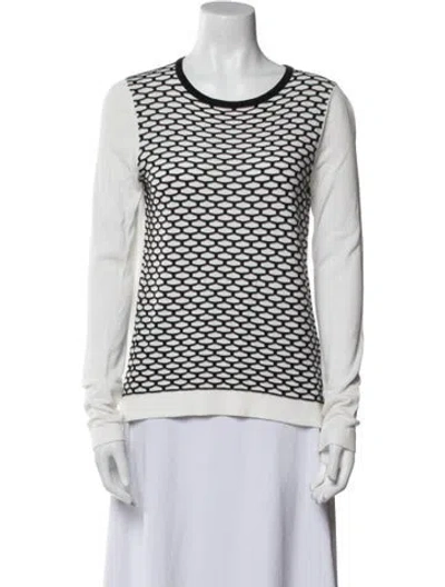 Pre-owned Tibi Printed Crew Neck Sweatshirt In White