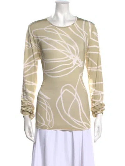 Pre-owned Tibi Printed Crew Neck Top In Neutral