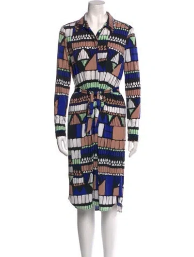 Pre-owned Tibi Printed Knee-length Dress In Blue