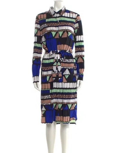 Pre-owned Tibi Printed Knee-length Dress In Blue