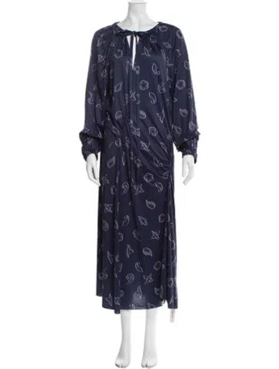 Pre-owned Tibi Printed Long Dress In Blue