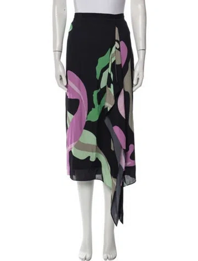 Pre-owned Tibi Printed Long Skirt In Black