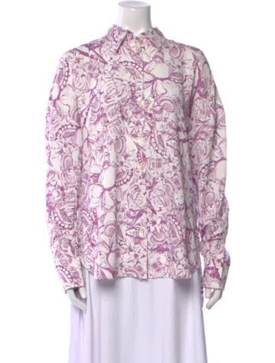 Pre-owned Tibi Printed Long Sleeve Button-up Top In Multi