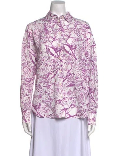 Pre-owned Tibi Printed Long Sleeve Button-up Top In Multi