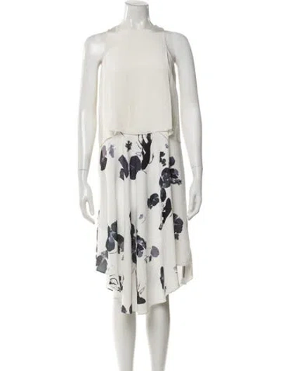Pre-owned Tibi Printed Midi Length Dress In White