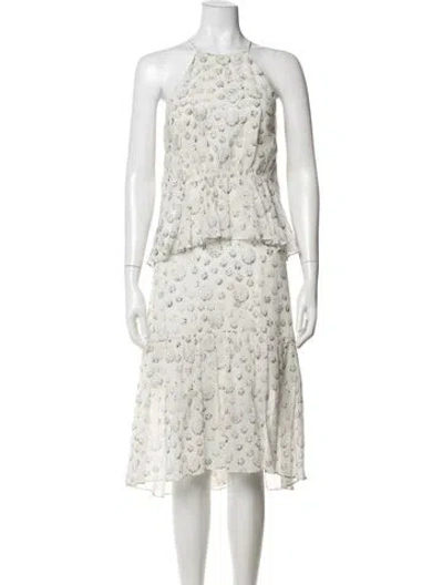 Pre-owned Tibi Printed Midi Length Dress In White