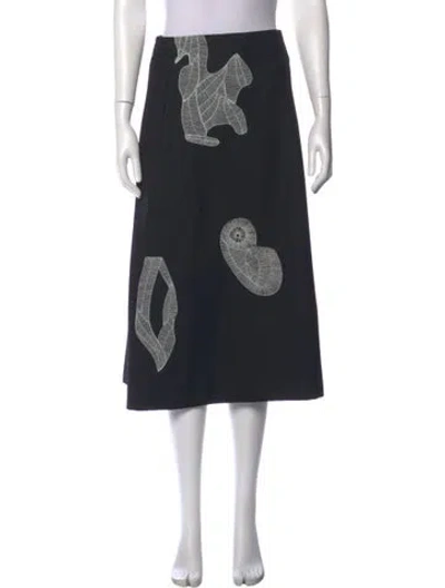 Pre-owned Tibi Printed Midi Length Skirt In Black