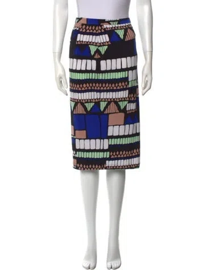 Pre-owned Tibi Printed Midi Length Skirt In Blue