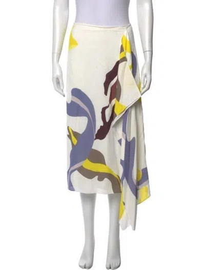 Pre-owned Tibi Printed Midi Length Skirt In White