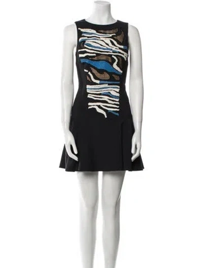 Pre-owned Tibi Printed Mini Dress In Black