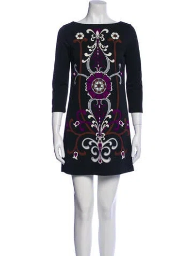 Pre-owned Tibi Printed Mini Dress In Black