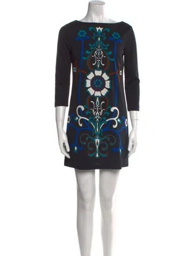Pre-owned Tibi Printed Mini Dress In Black