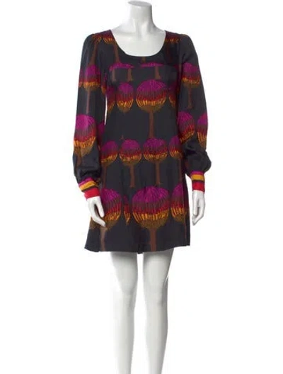 Pre-owned Tibi Printed Mini Dress In Black
