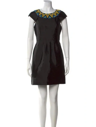 Pre-owned Tibi Printed Mini Dress In Black