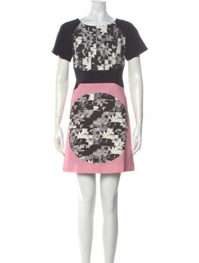 Pre-owned Tibi Printed Mini Dress In Black