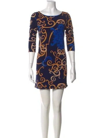 Pre-owned Tibi Printed Mini Dress In Blue