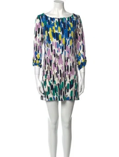 Pre-owned Tibi Printed Mini Dress In Blue