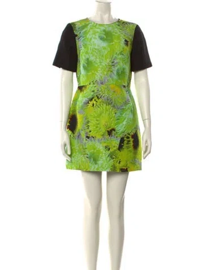 Pre-owned Tibi Printed Mini Dress In Green