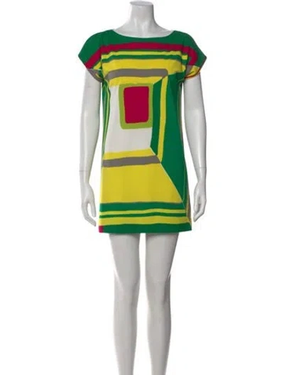 Pre-owned Tibi Printed Mini Dress In Green
