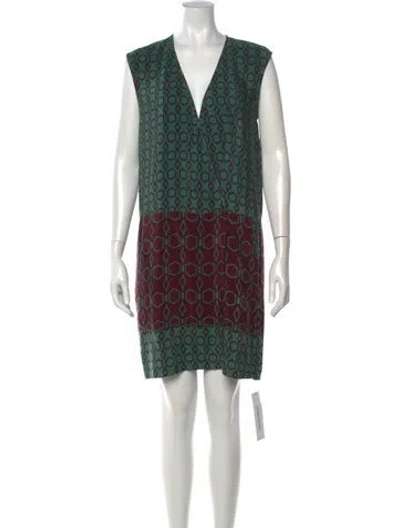 Pre-owned Tibi Printed Mini Dress In Green
