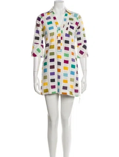 Pre-owned Tibi Printed Mini Dress In Neutral