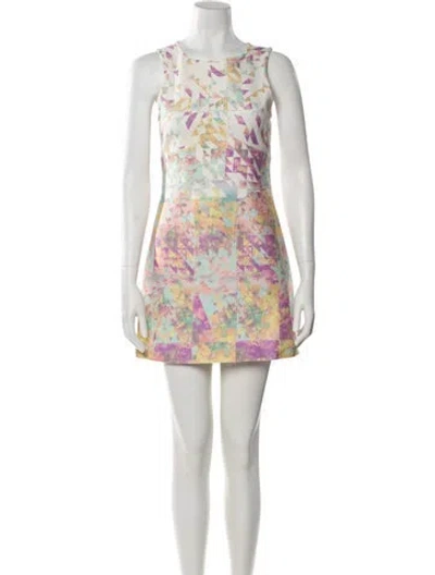Pre-owned Tibi Printed Mini Dress In Neutral