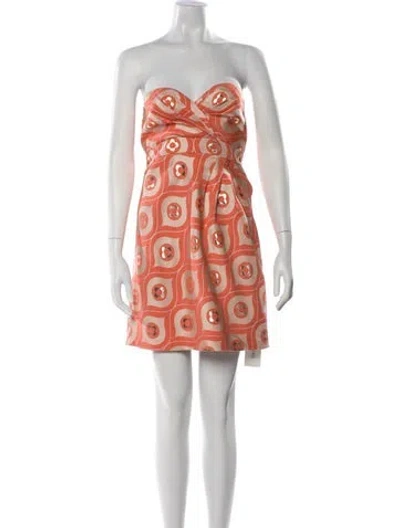 Pre-owned Tibi Printed Mini Dress In Orange