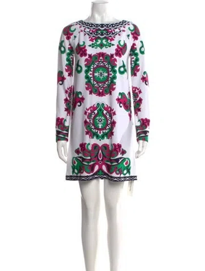 Pre-owned Tibi Printed Mini Dress In White