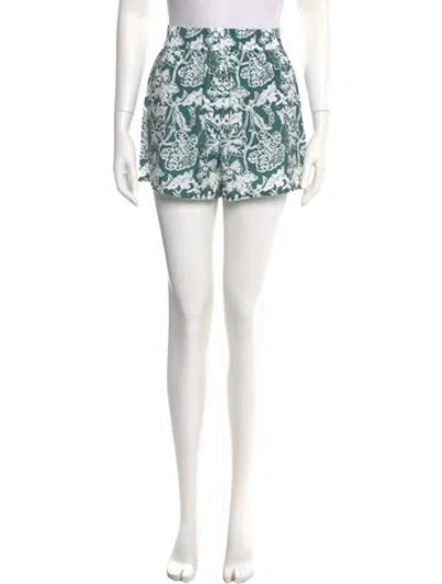 Pre-owned Tibi Printed Mini Shorts W/ Tags In Green