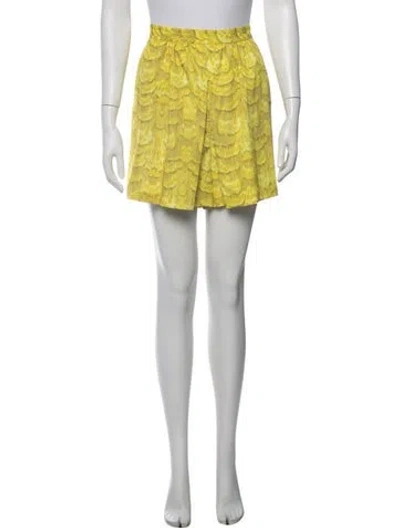 Pre-owned Tibi Printed Mini Shorts W/ Tags In Green/yellow