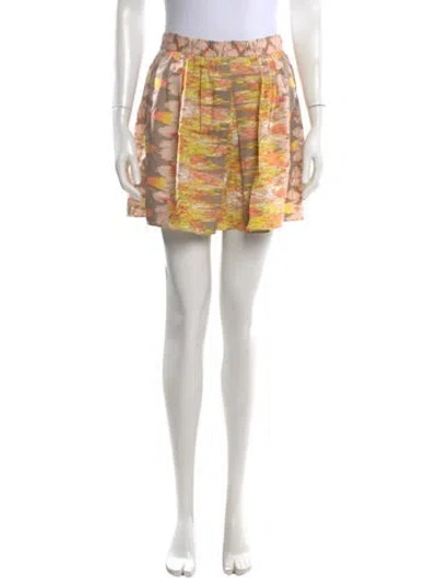 Pre-owned Tibi Printed Mini Shorts In Yellow