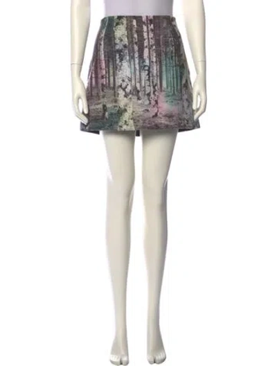 Pre-owned Tibi Printed Mini Skirt W/ Tags In Green
