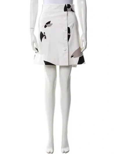 Pre-owned Tibi Printed Mini Skirt In White