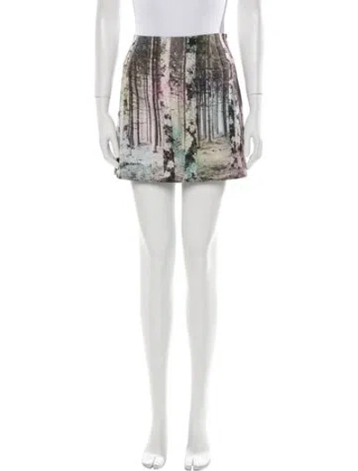 Pre-owned Tibi Printed Mini Skirt In White
